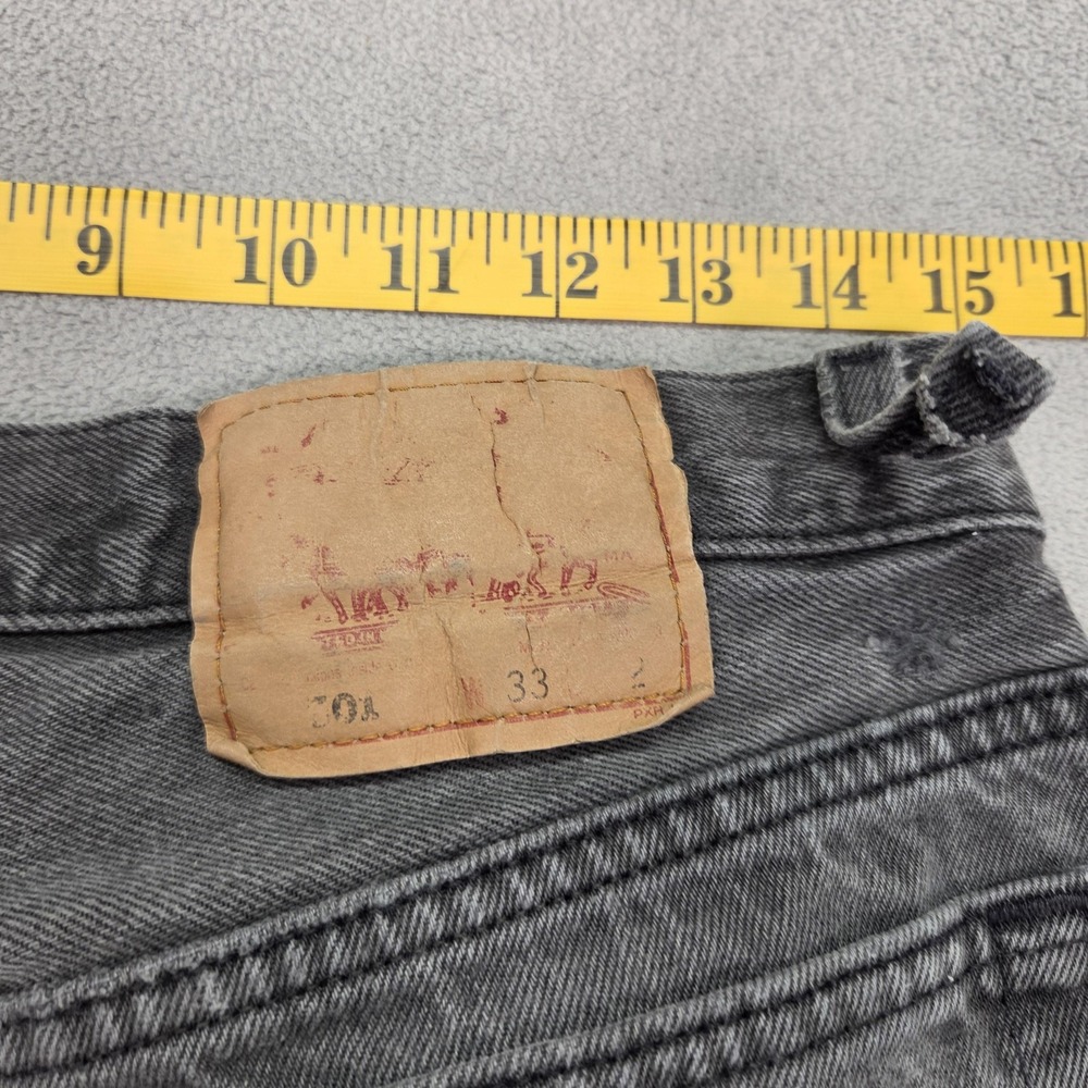 Vintage Levis 501 Jeans Mens Black Made USA Button Distressed 90s Fits 30x30 - Picture 12 of 16